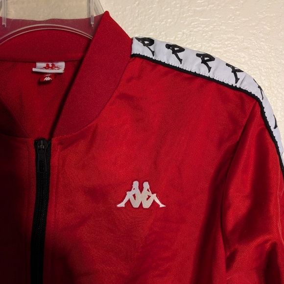 Kappa Red Track Jacket with Signature Striped Sleeves size large - Picture 5 of 8
